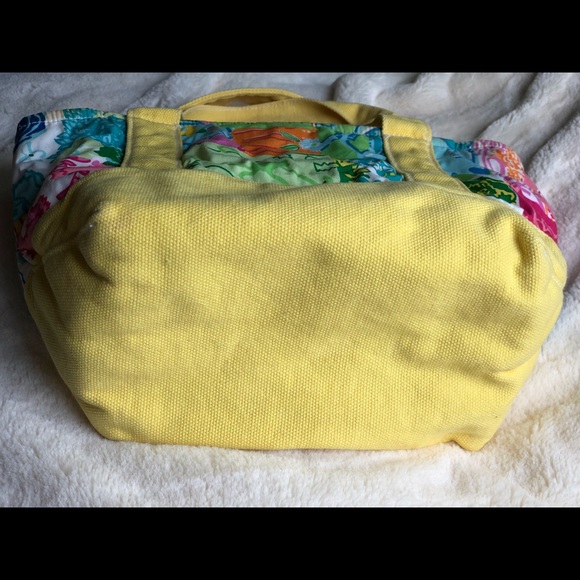 Lilly Pulitzer VINTAGE canvas patchwork tote purse - Picture 4 of 6